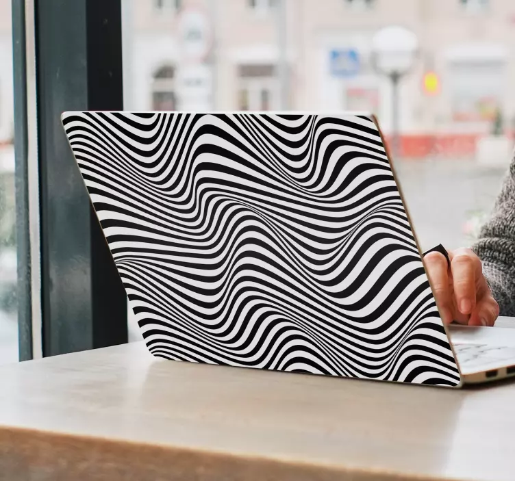 Curvy black and white laptop skin - TenStickers