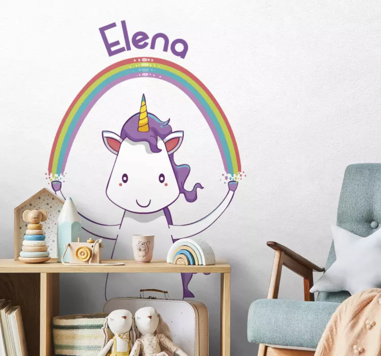 Custom Unicorn Rainbow wall stickers for kid - TenStickers