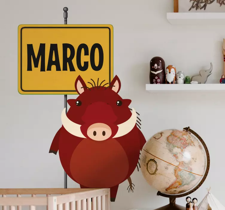 Cute Boar Character farm animal wall sticker - TenStickers
