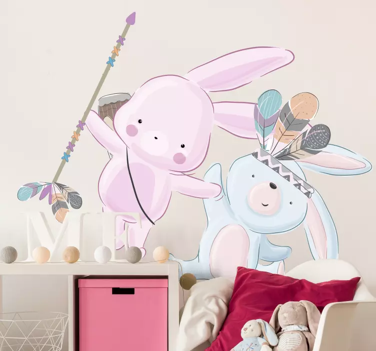 Cute Bunnies Playing pet wall art - TenStickers