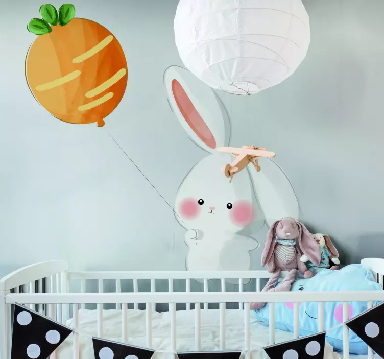 Cute Bunny Balloon wall stickers for kid - TenStickers
