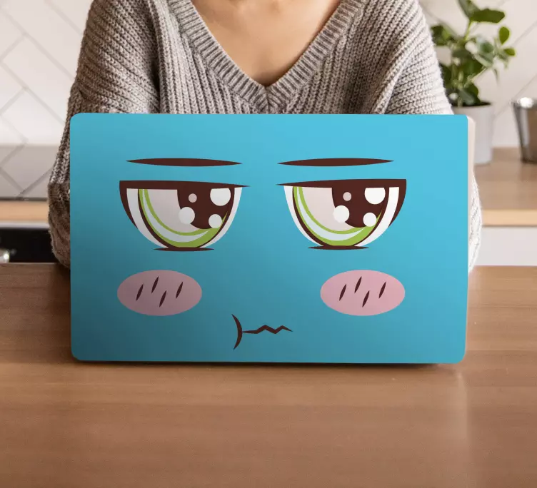 Cute Face Illustration laptop skin - TenStickers
