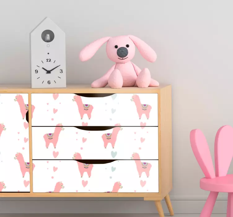 Cute llama pattern furniture sticker - TenStickers