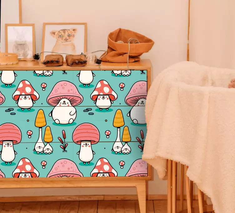 Cute Mushroom Characters furniture sticker - TenStickers