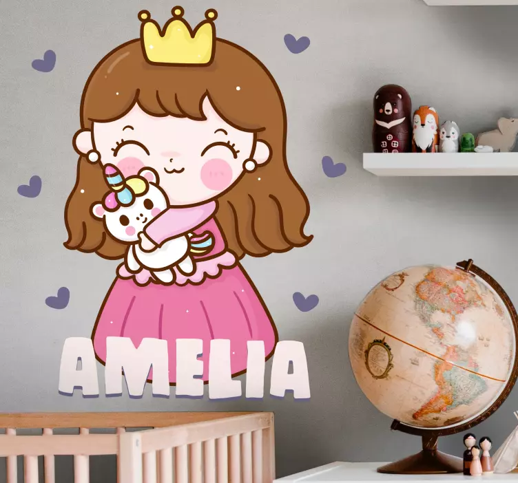 Custom princess illustration wall stickers for kid - TenStickers