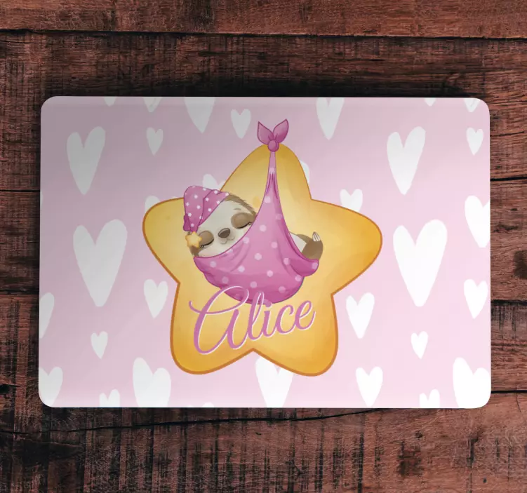 Cute sloth for girl with name laptop skin - TenStickers