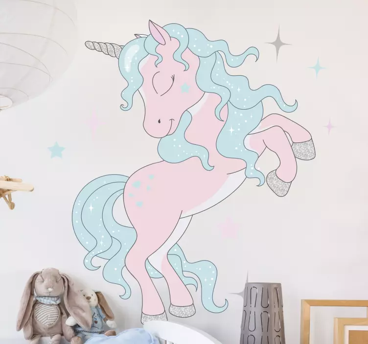 Dreamy unicorn sparkless illustration sticker - TenStickers