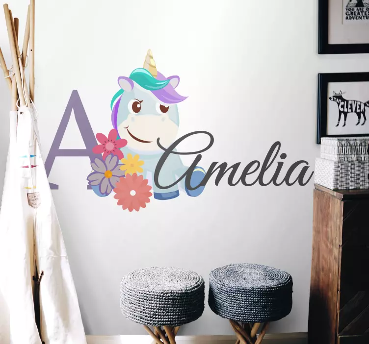 Cute Unicorn Personalization wall stickers for kid - TenStickers
