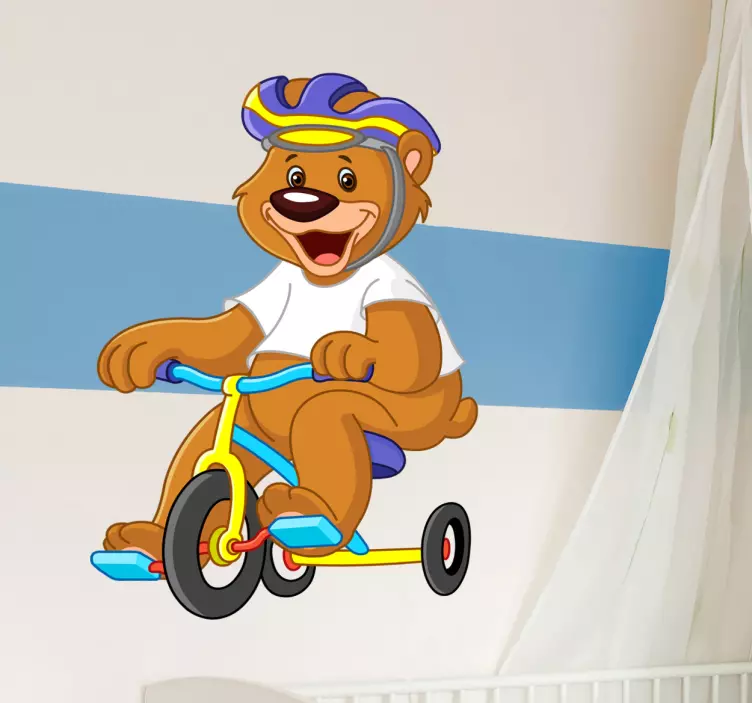 Cycle Bear Kids Wall Sticker - TenStickers