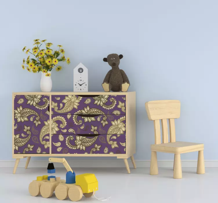 Decoration wall sticker floral purple design - TenStickers