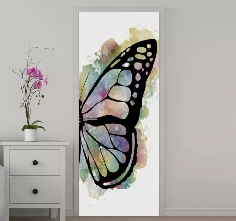 Door sticker colorful butterfly silhouette - TenStickers