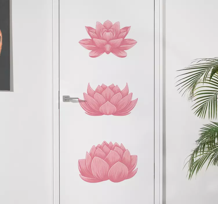 Door sticker lotus flower arrangement - TenStickers