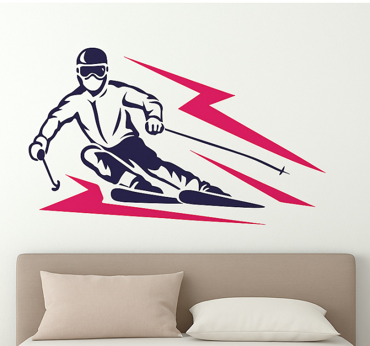 Downhill skier going fast extreme sports sticker - TenStickers