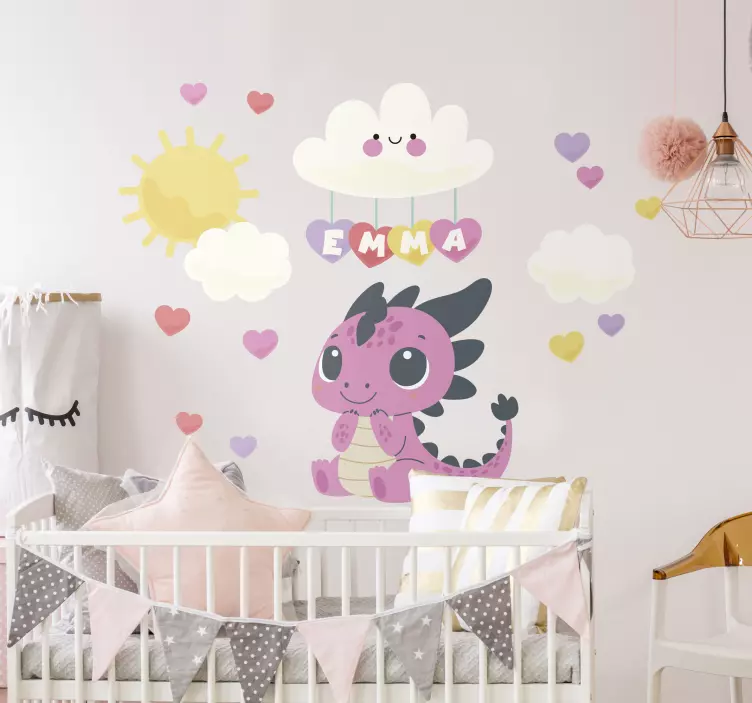 dragon and clouds illustration sticker - TenStickers