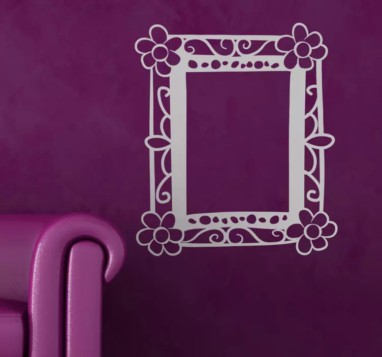 Drawn Flower Frame Wall Sticker - TenStickers