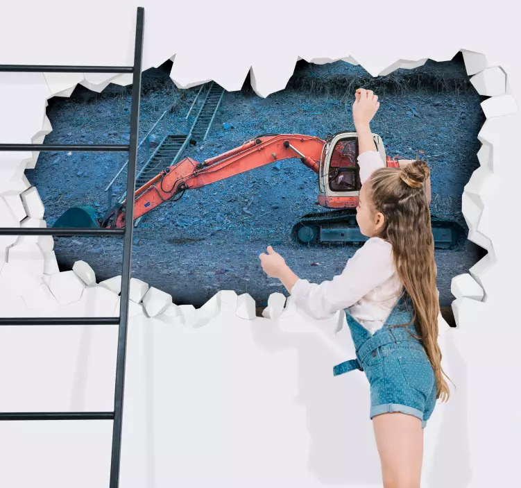 Excavator construction visual effects wall sticker - TenStickers