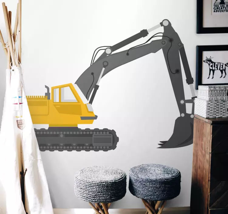 Excavator heavy machinery illustration sticker - TenStickers