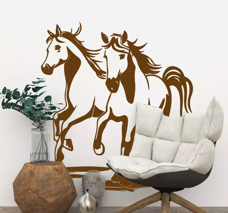 Farm animal wall sticker running horses silhouette - TenStickers