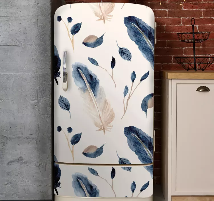 Feathered Leaf Pattern fridge sticker - TenStickers