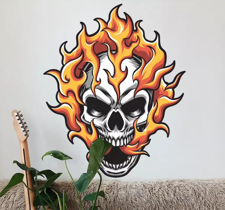 Fiery Skull Design object sticker - TenStickers