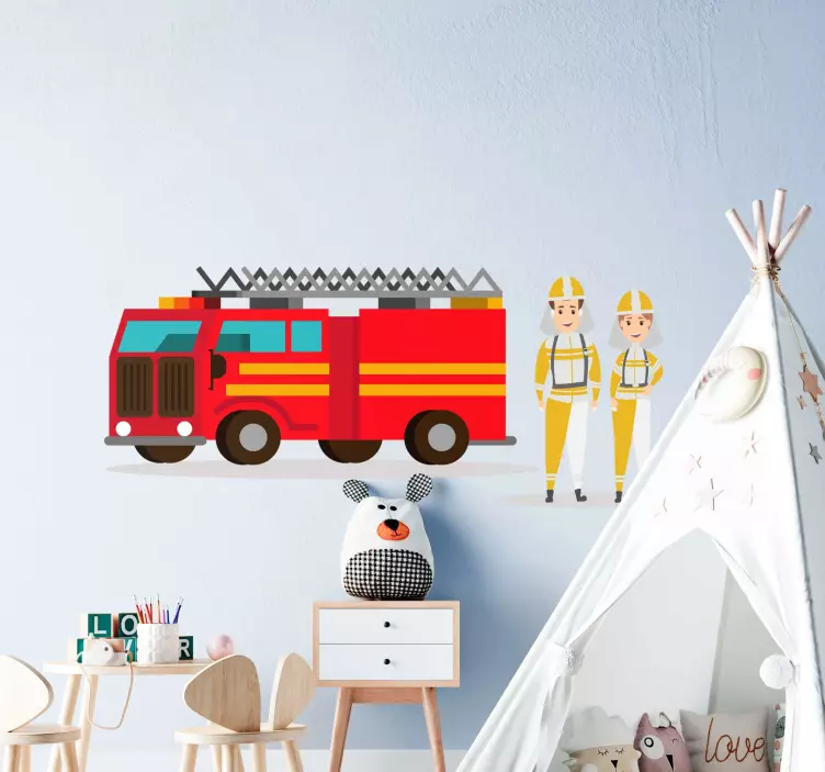 firefighter man and woman car wall sticker - TenStickers