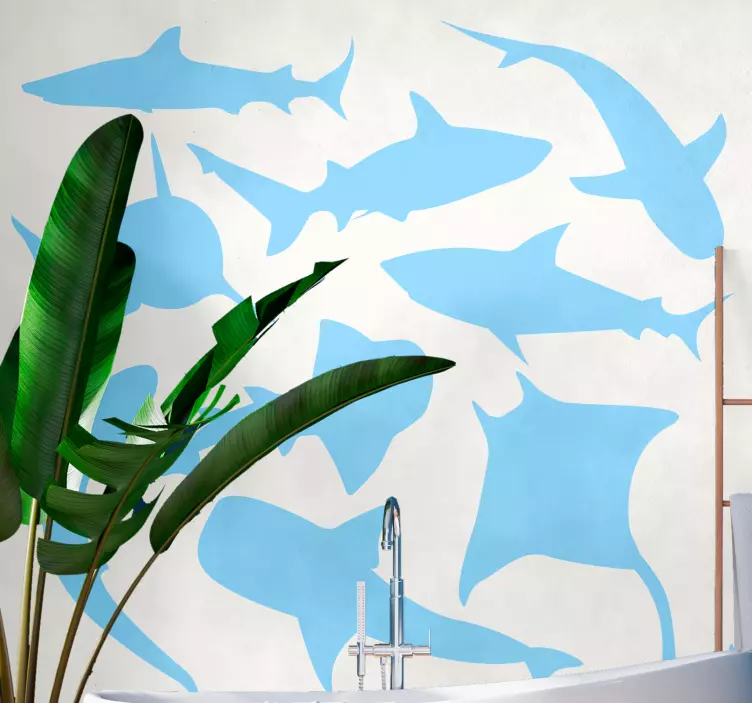 Fish wall sticker shark silhouette collection - TenStickers
