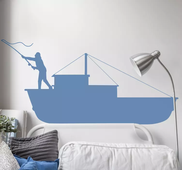 Fishing on a boat nautical wall sticker - TenStickers