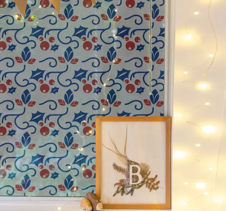 Floral blue background nature wall sticker - TenStickers