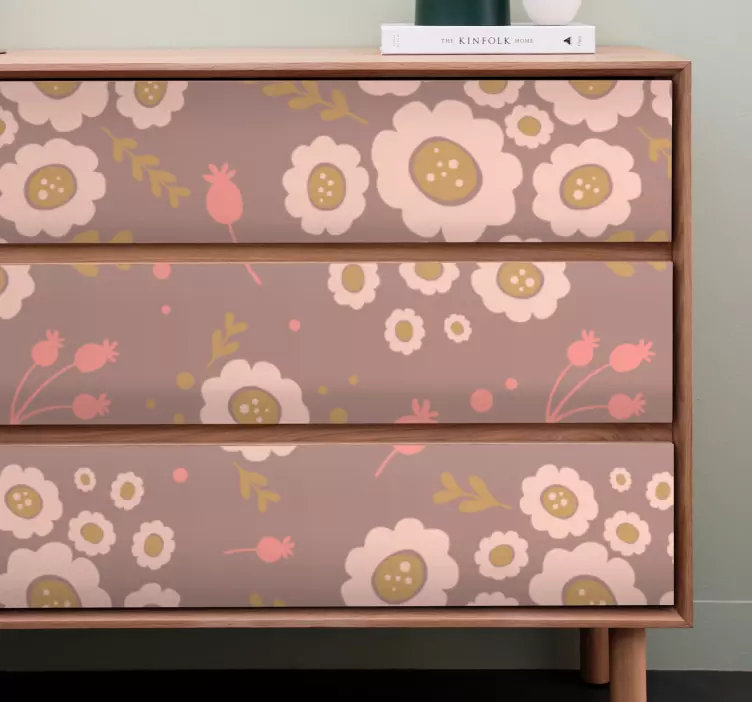 Floral Drawer Design furniture sticker - TenStickers