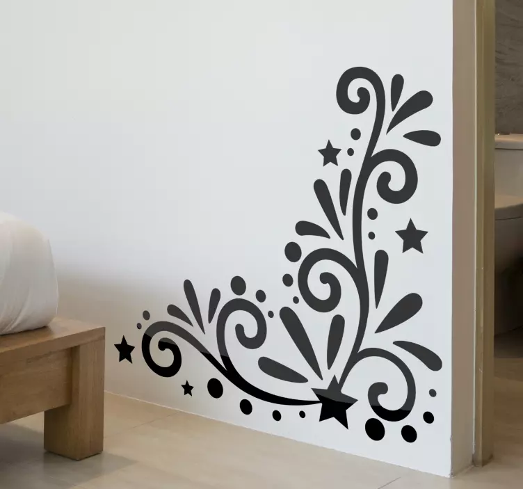 Floral elegant corner floral wall sticker - TenStickers