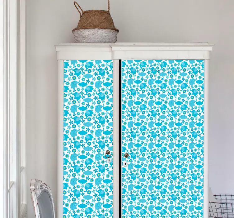 Floral Elephant Pattern wallpaper - TenStickers