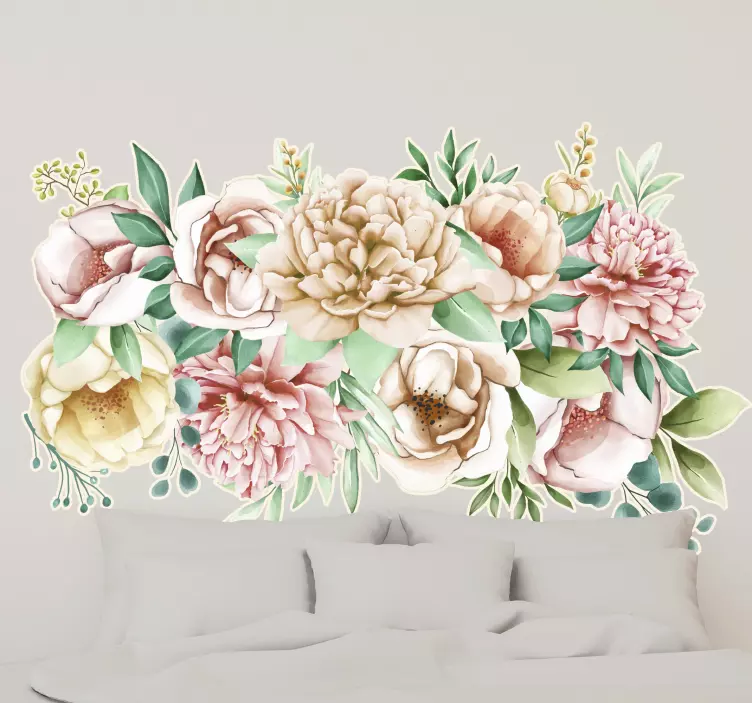 Floral Headboard Accent flower wall sticker - TenStickers