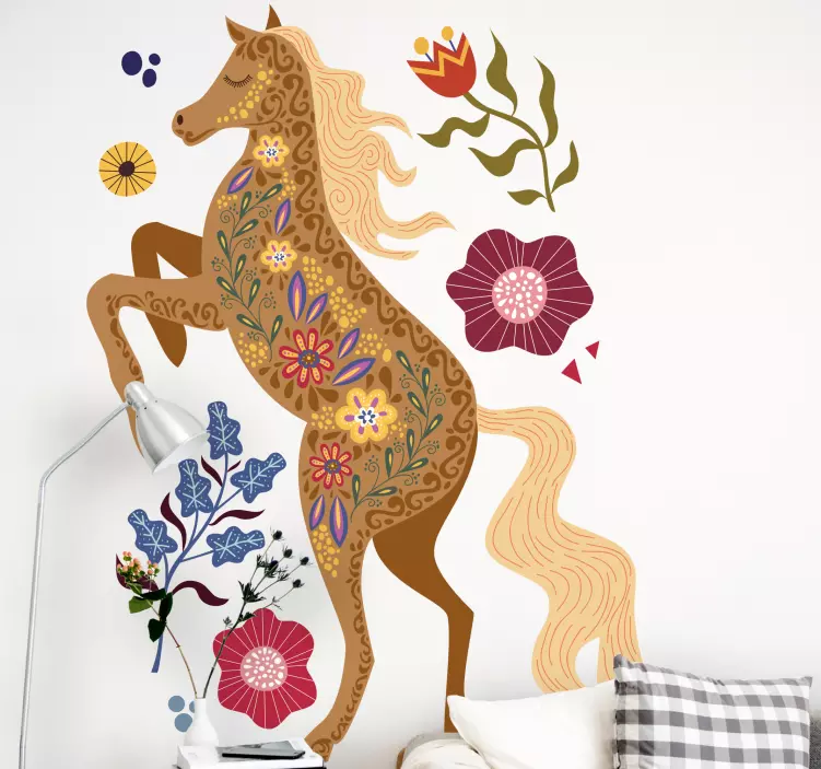 Floral Horse Pattern wall sticker - TenStickers