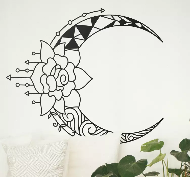 Floral Moon Design nature wall sticker - TenStickers