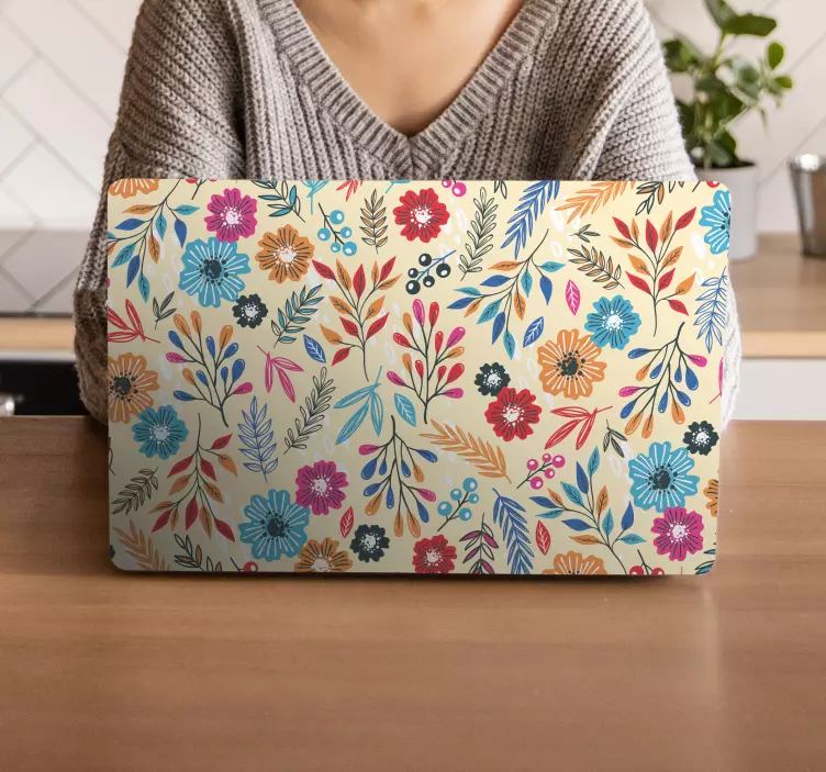 Floral Pattern Cover laptop skin - TenStickers