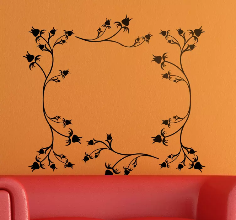 Floral Rose Frame Wall Sticker - TenStickers