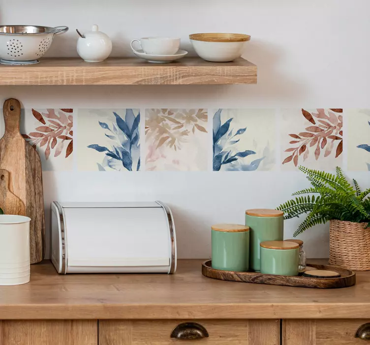 Floral watercolor pattern tile sticker - TenStickers