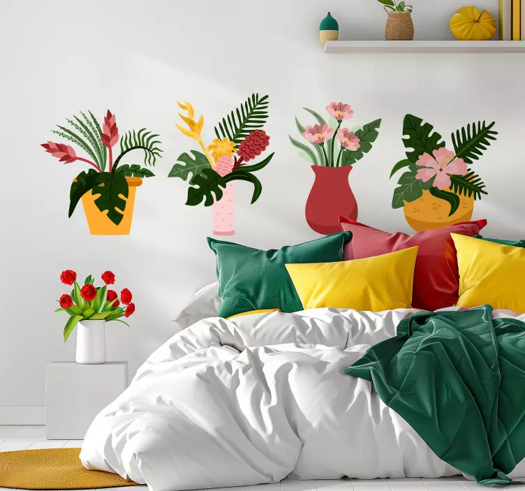 Flowerpots wall sticker for bedroom - TenStickers