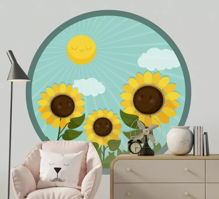 Flowers in the sun door vinyl sticker - TenStickers