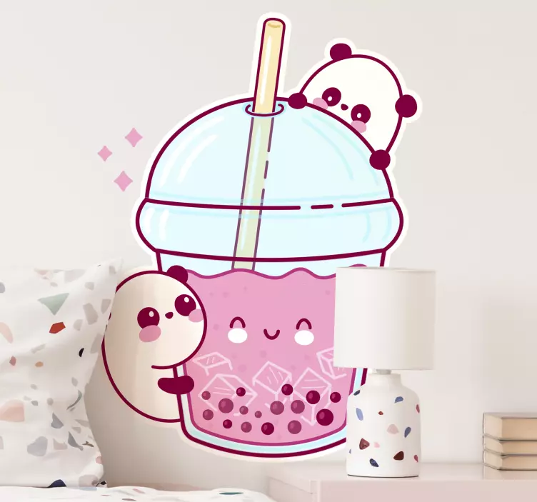 Food sticker cute panda beverage - TenStickers