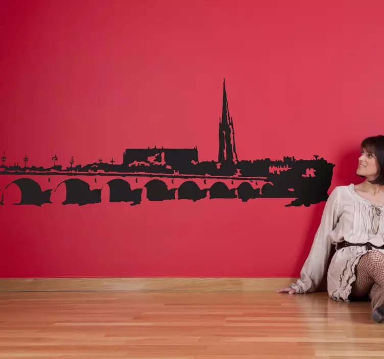 French Village Bridge Wall Sticker - TenStickers