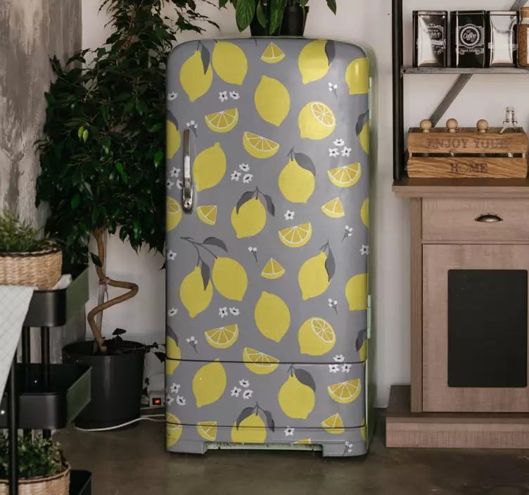 Fridge sticker lemon patterned design - TenStickers