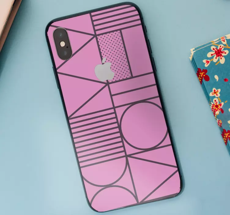 Geometric Pink Motif iPhone sticker - TenStickers