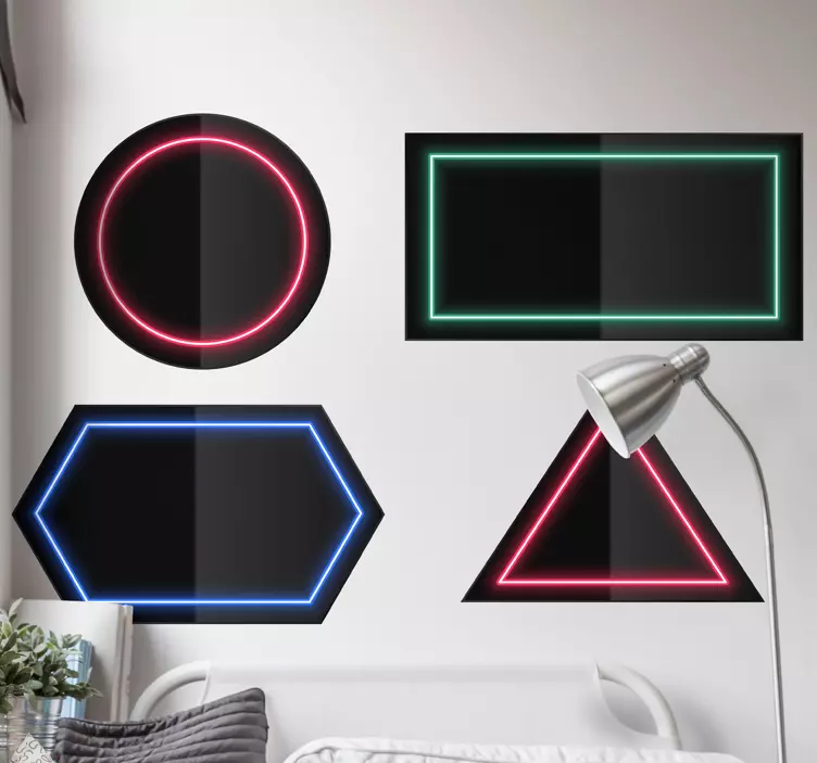 Geometric wall sticker with neon shaped highlights - TenStickers