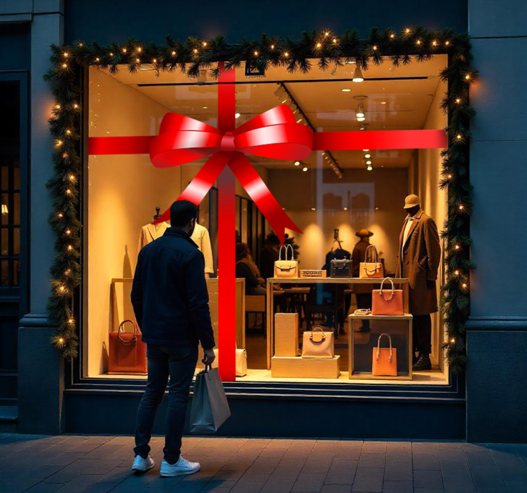 gift bow shop window sticker - TenStickers