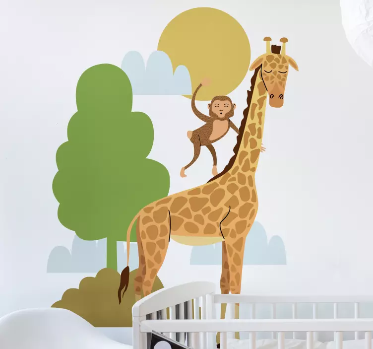 Giraffe and Monkey wall stickers for kid - TenStickers