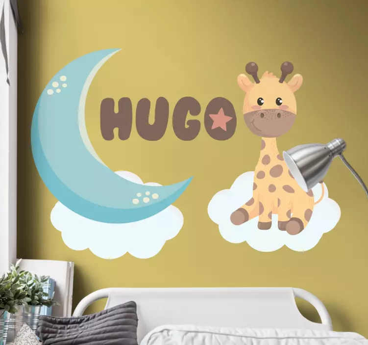 Giraffe and moon illustration sticker - TenStickers