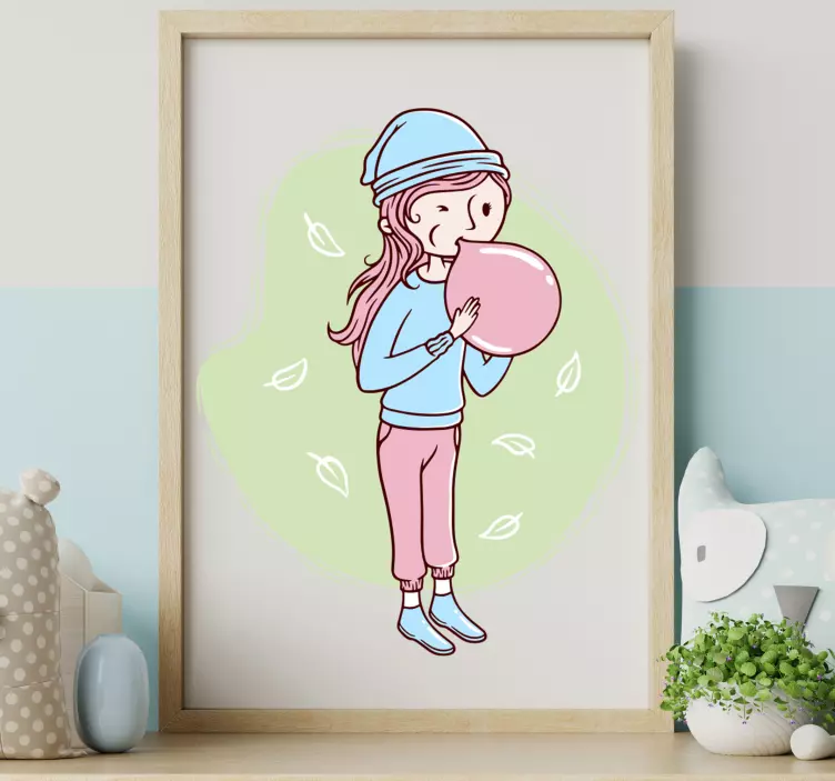 Girl Blowing Bubble wall stickers for kid - TenStickers