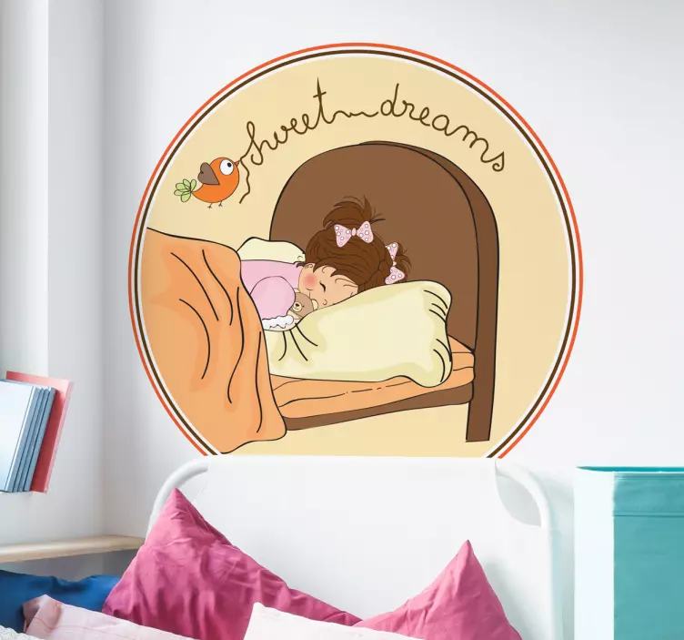 Girl Sweet Dreams Headboard Wall Decal - TenStickers