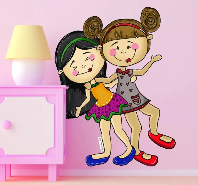 Girls Playing Kids Stickers - TenStickers